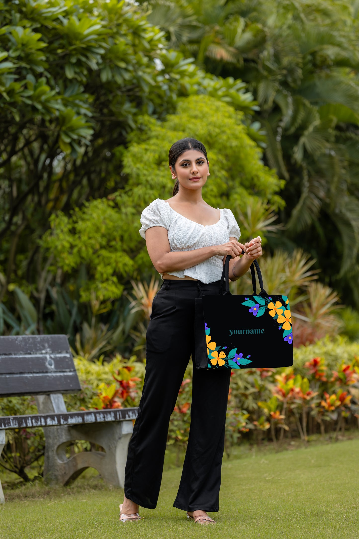 Customised Floral Canvas Tote bag