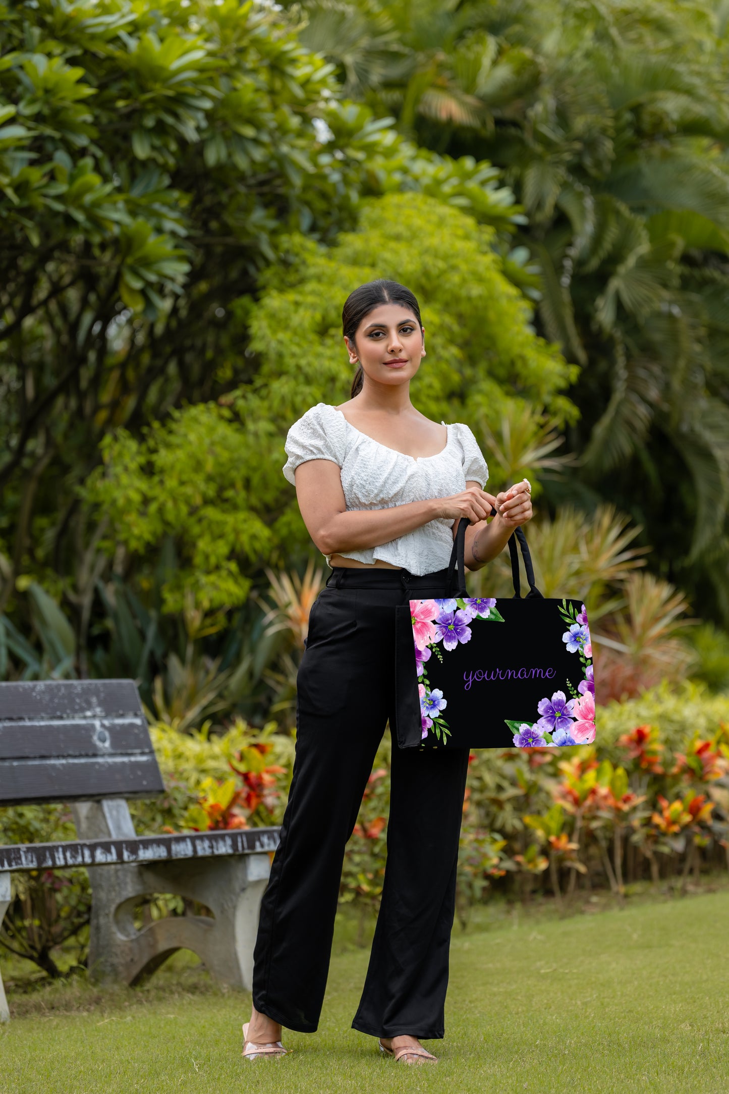 Customised Colourful Flowers Tote bag