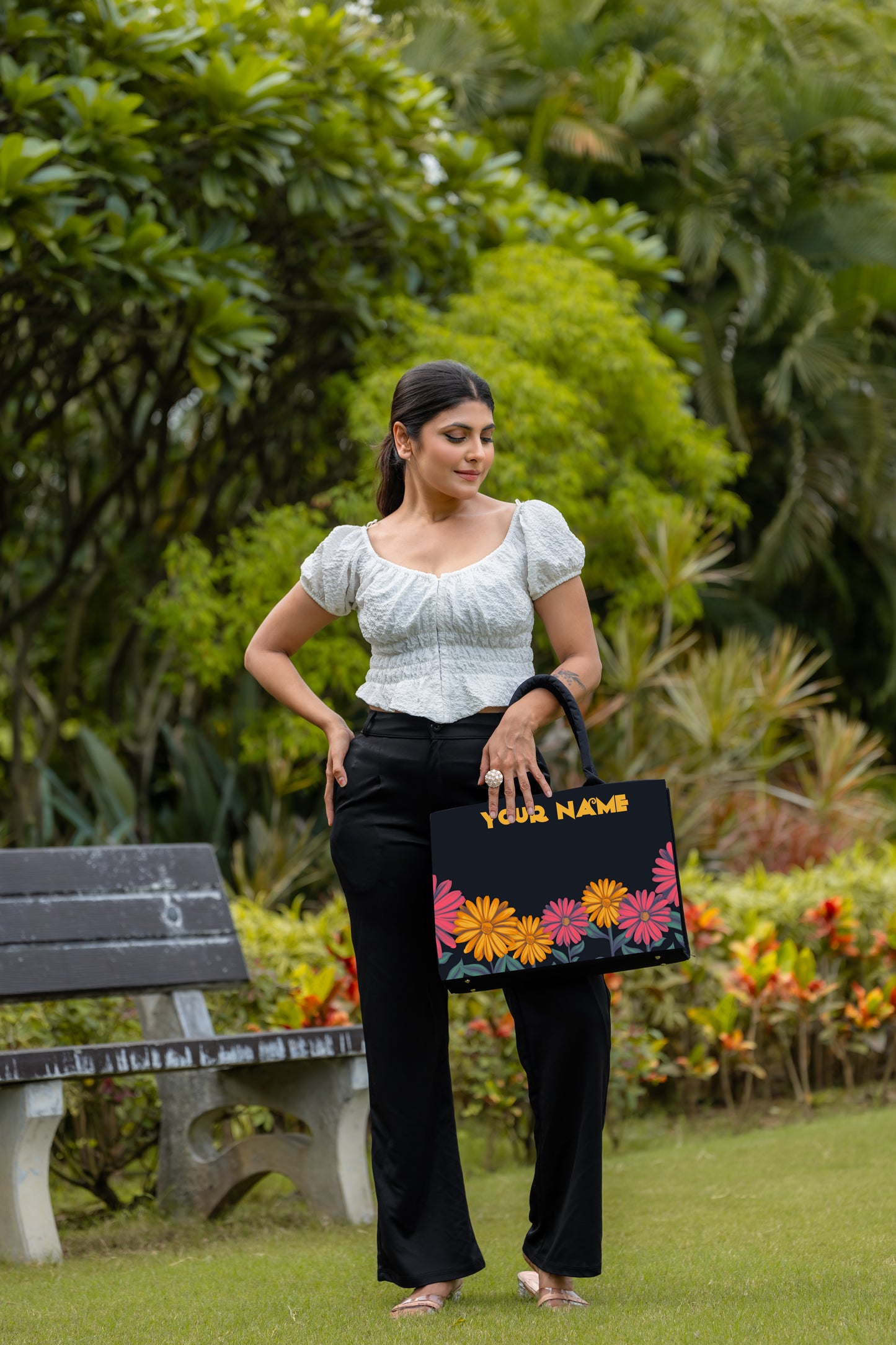 Customised Beautiful Floral Canvas Tote bag
