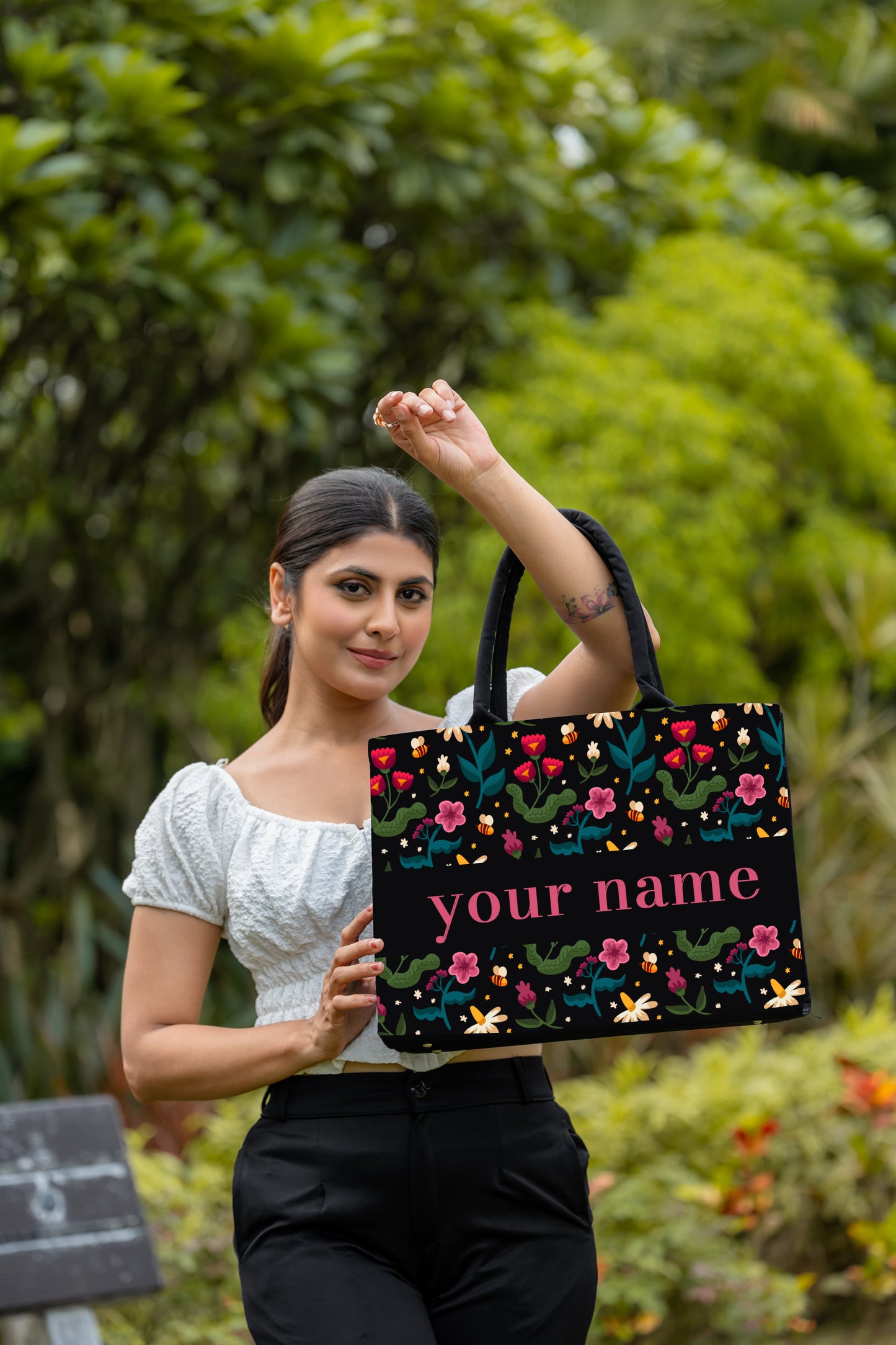 Customised Canvas ColourFull Flowers Tote bag