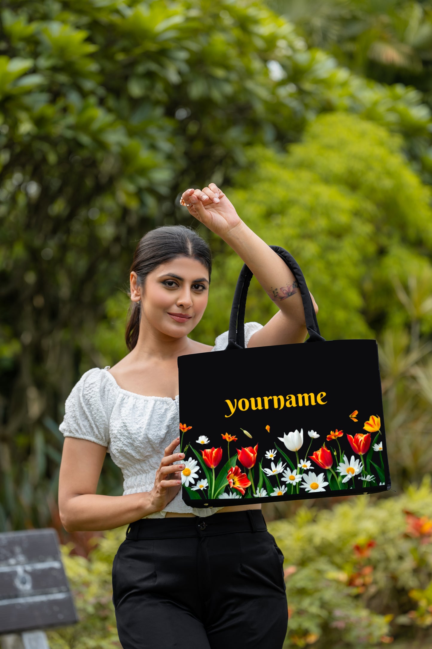 Customised Colourful Flowers Tote bag