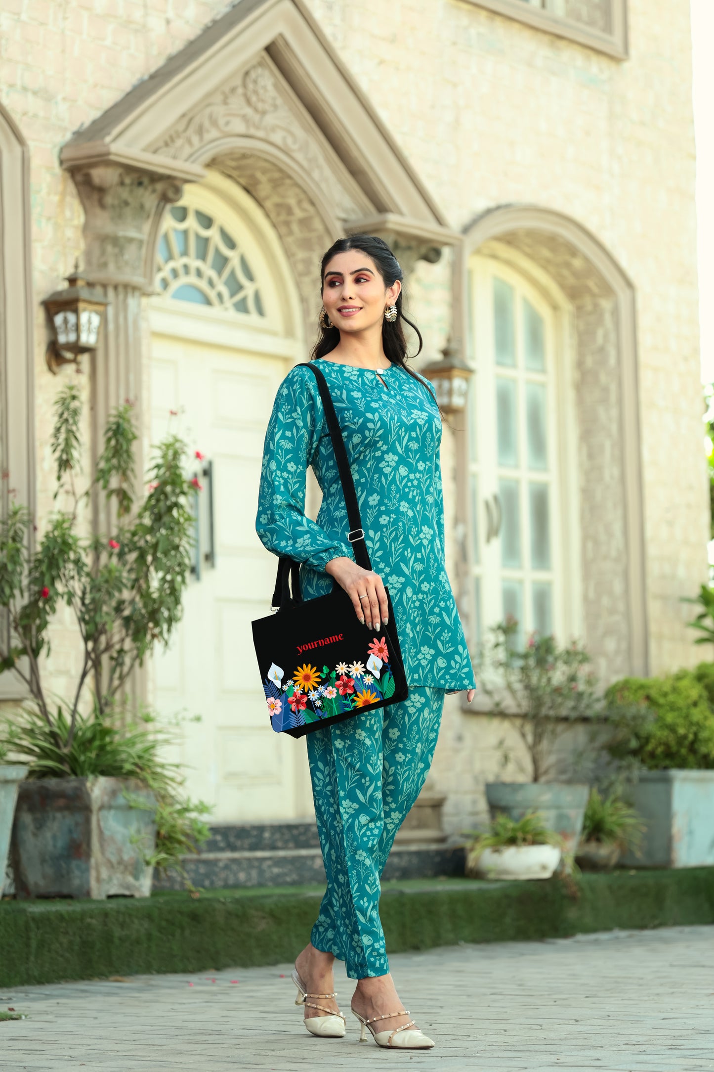 Customized Floral Flower mini tote bag