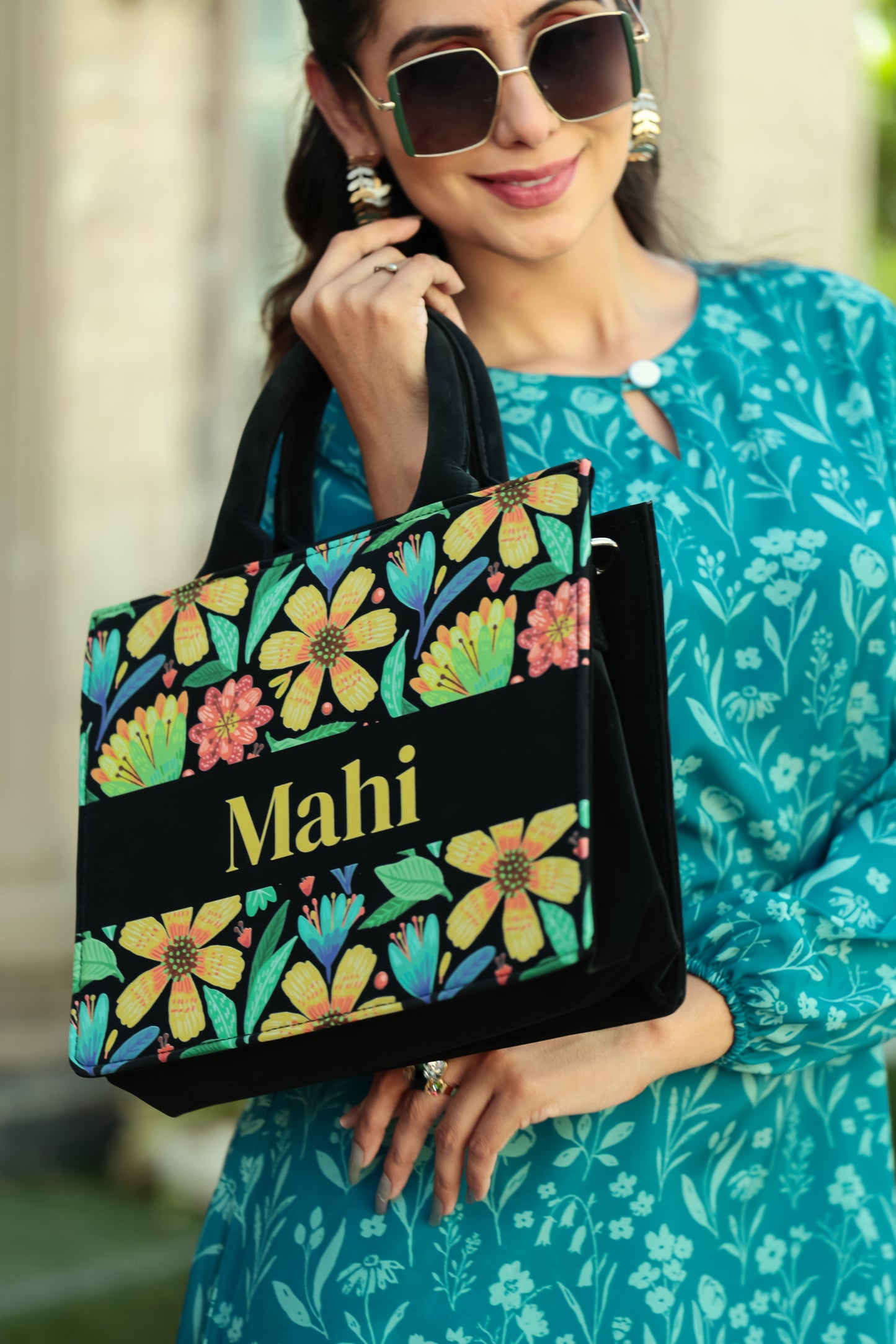 Customized Canvas Floral Mini Tote Bag