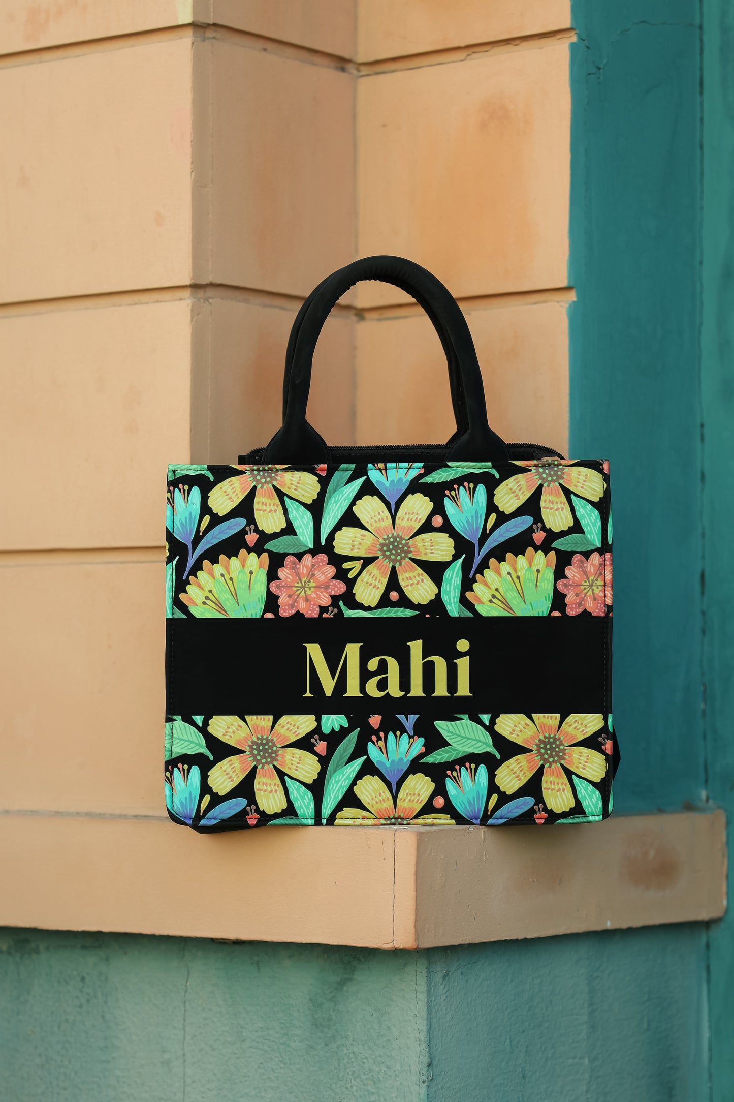 Customized Canvas Floral Mini Tote Bag