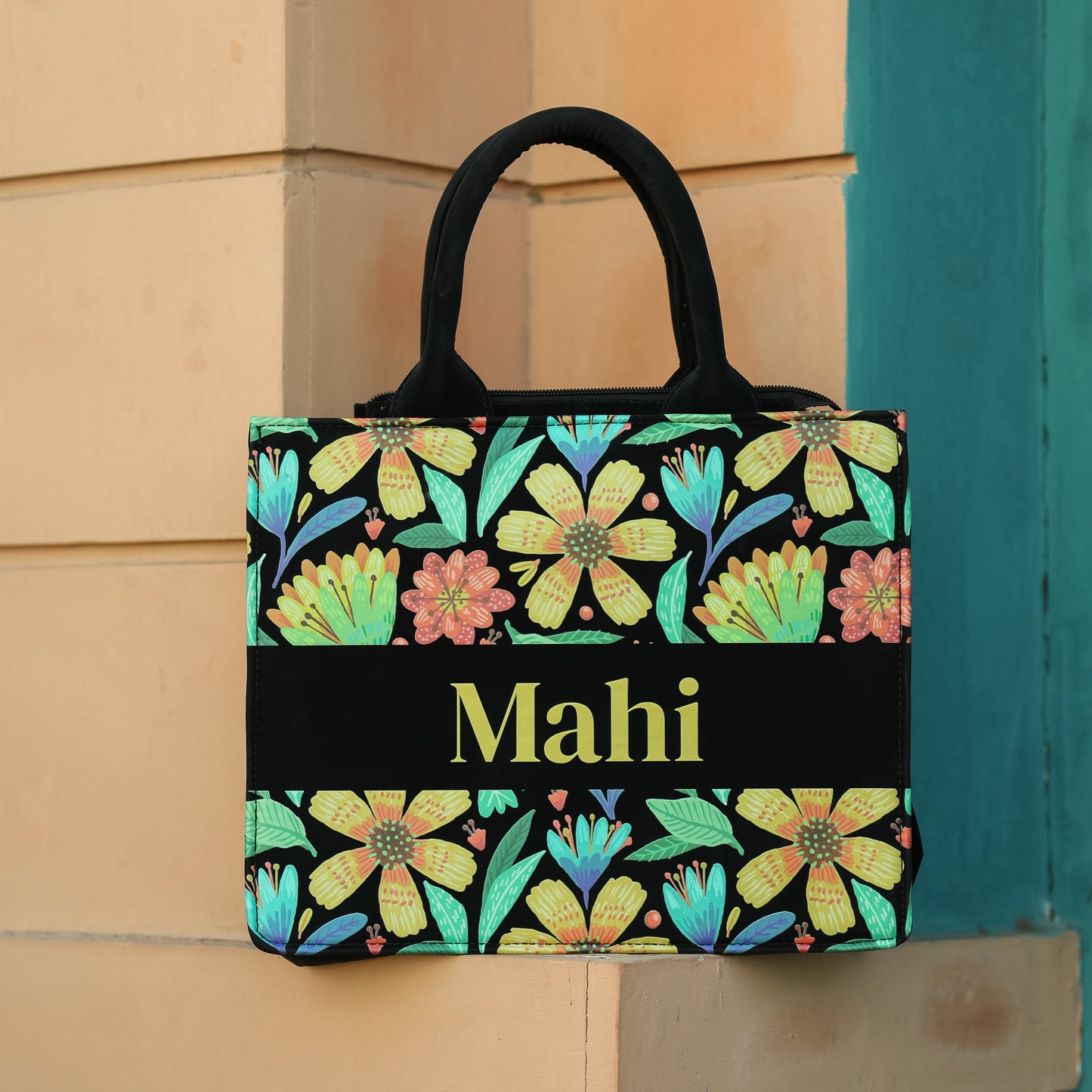 Customized Canvas Floral Mini Tote Bag