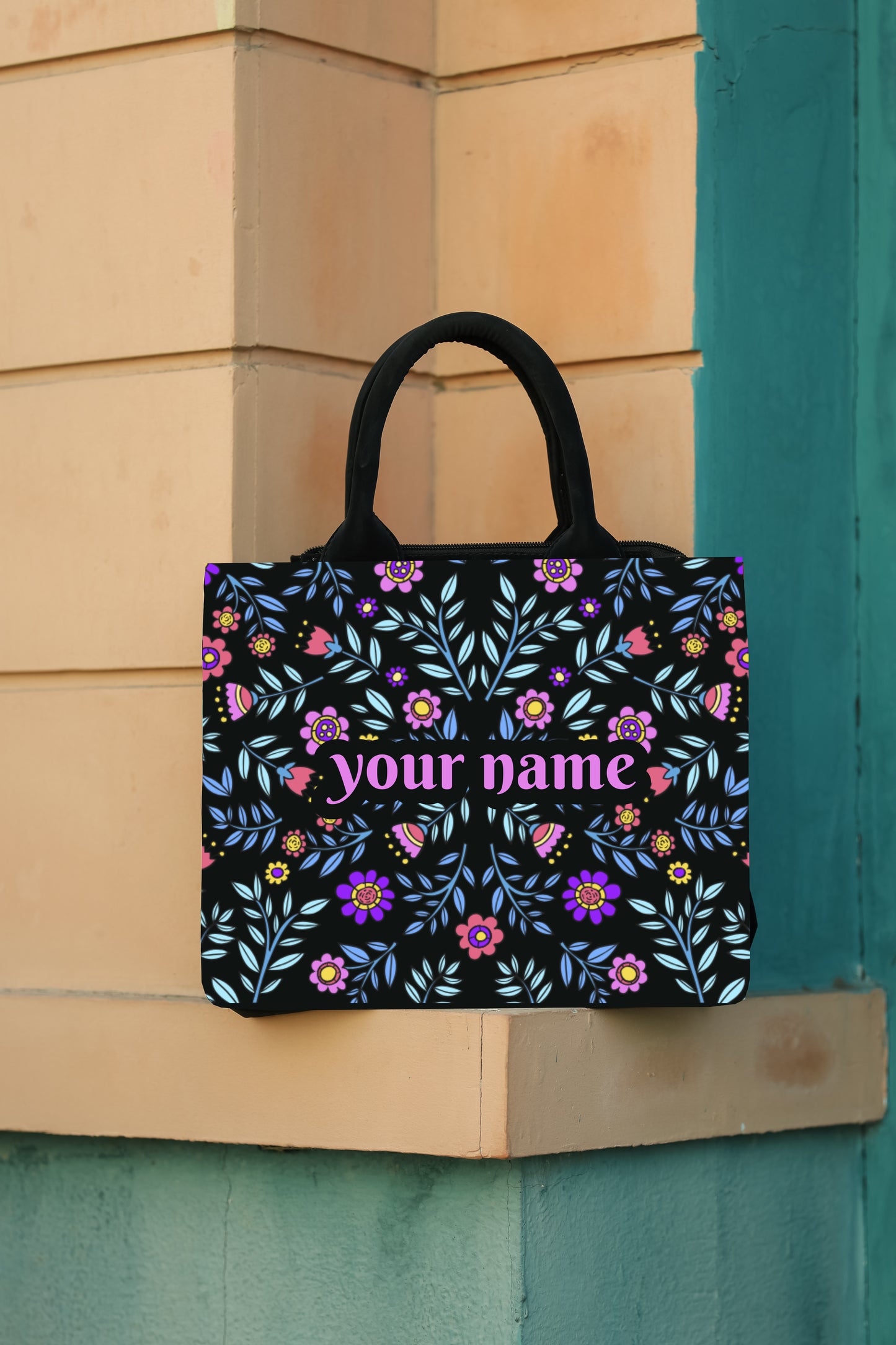Customized Floral mini tote bag