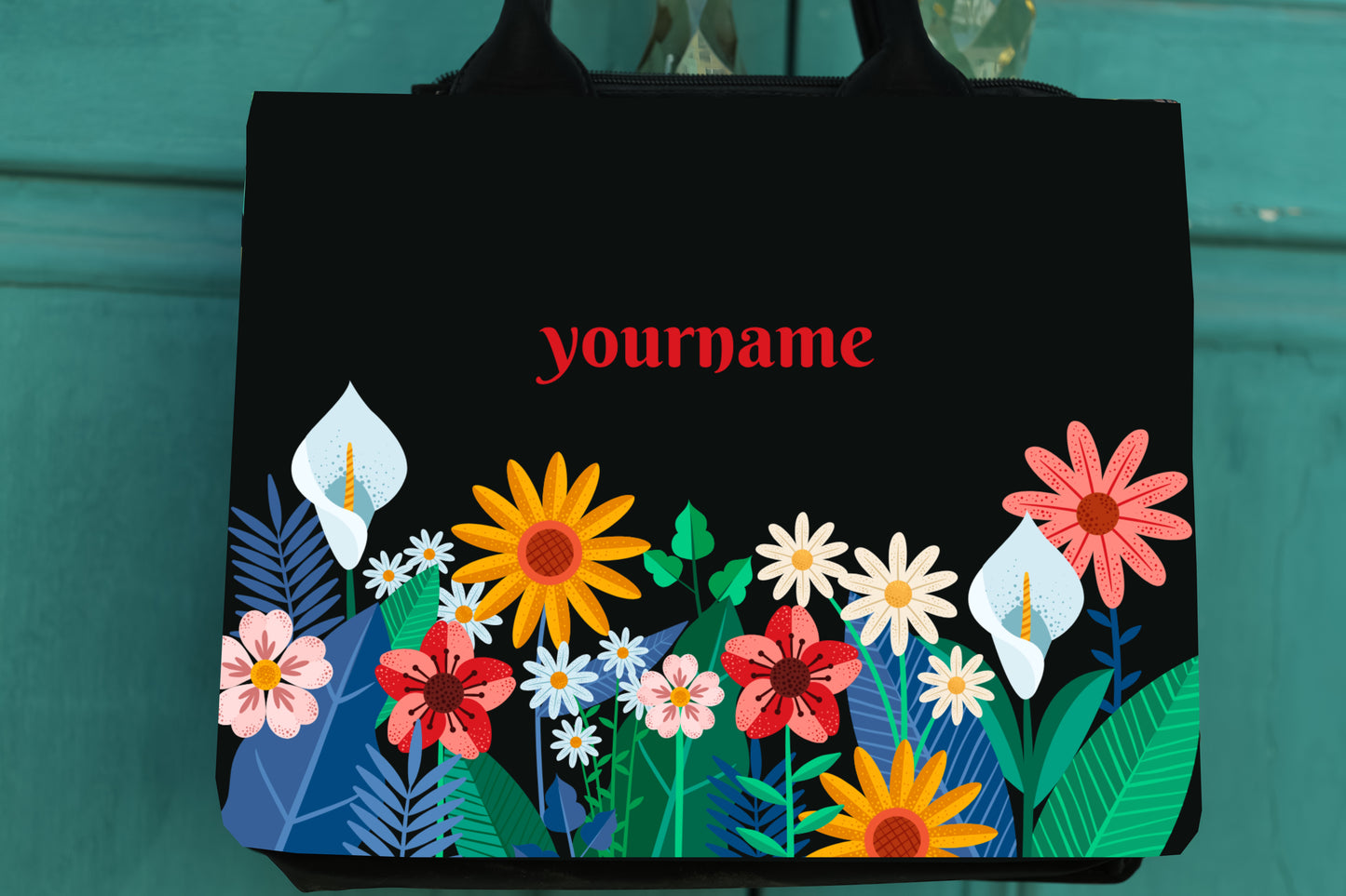 Customized Floral Flower mini tote bag