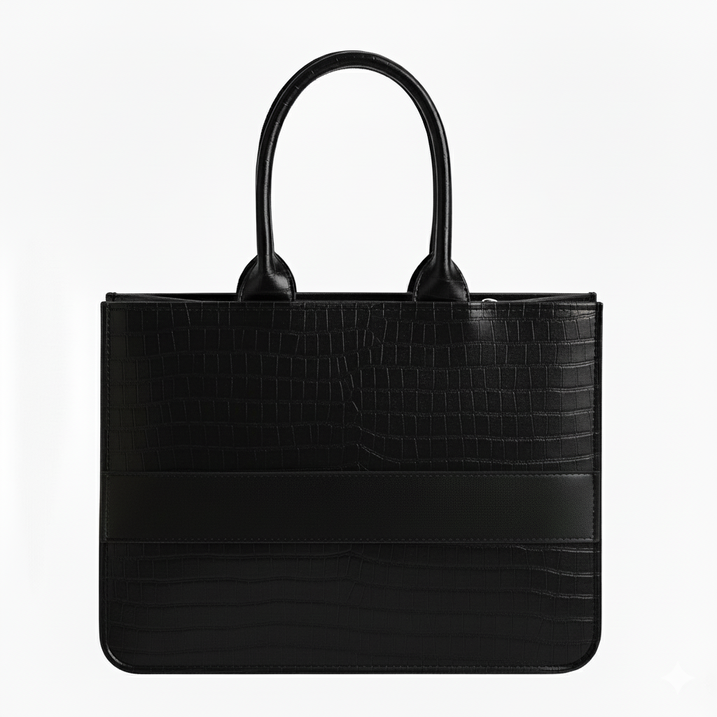 Customised Black Croco Tote Bag
