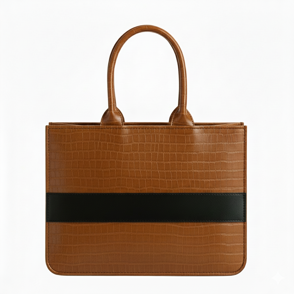 Customised Tan Croco Tote Bag