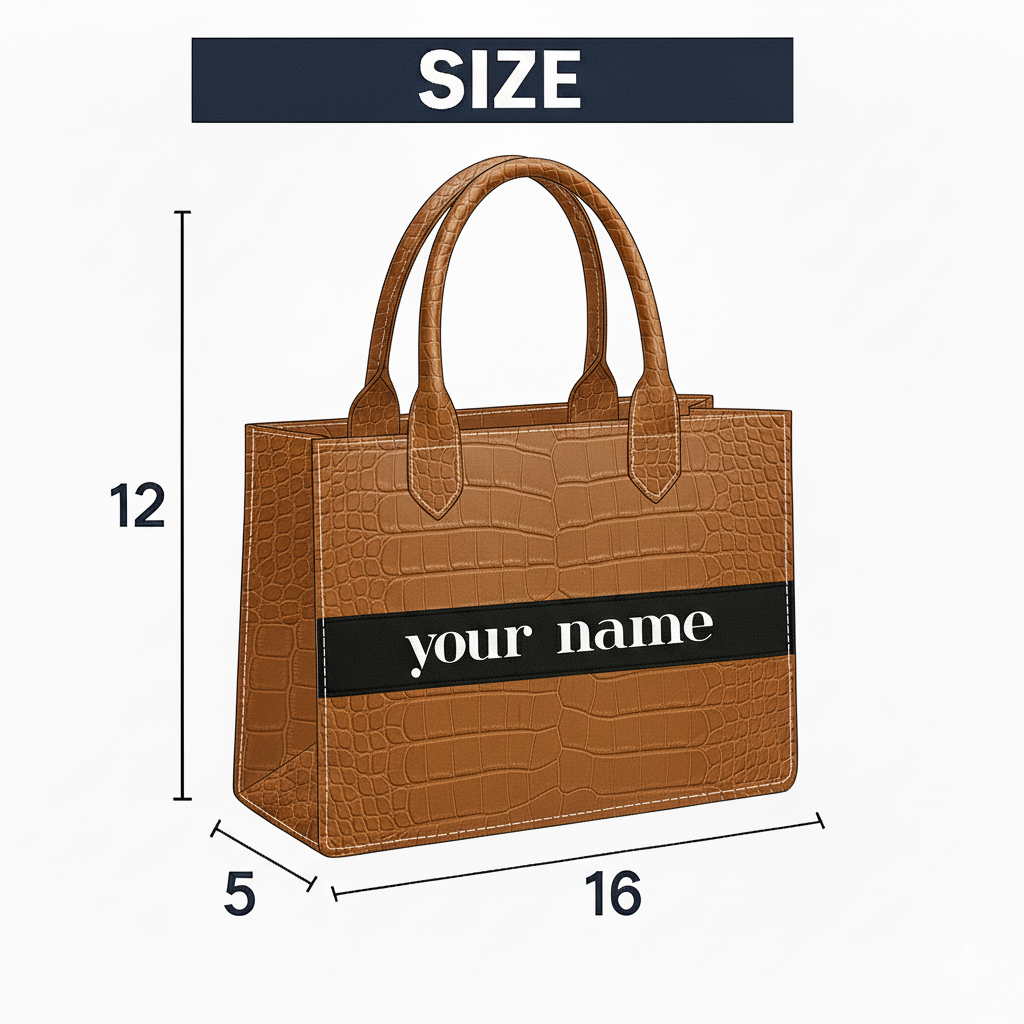 Customised Tan Croco Tote Bag