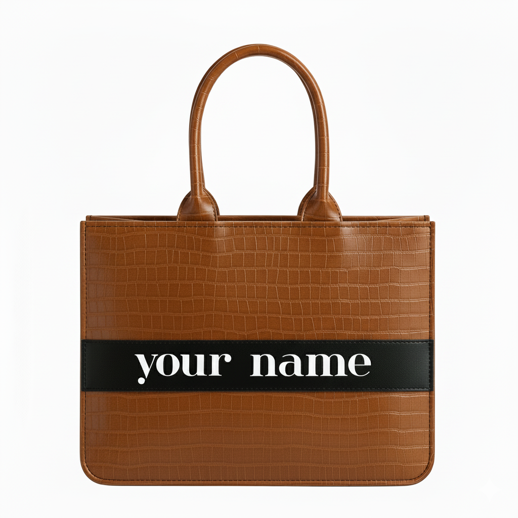 Customised Tan Croco Tote Bag