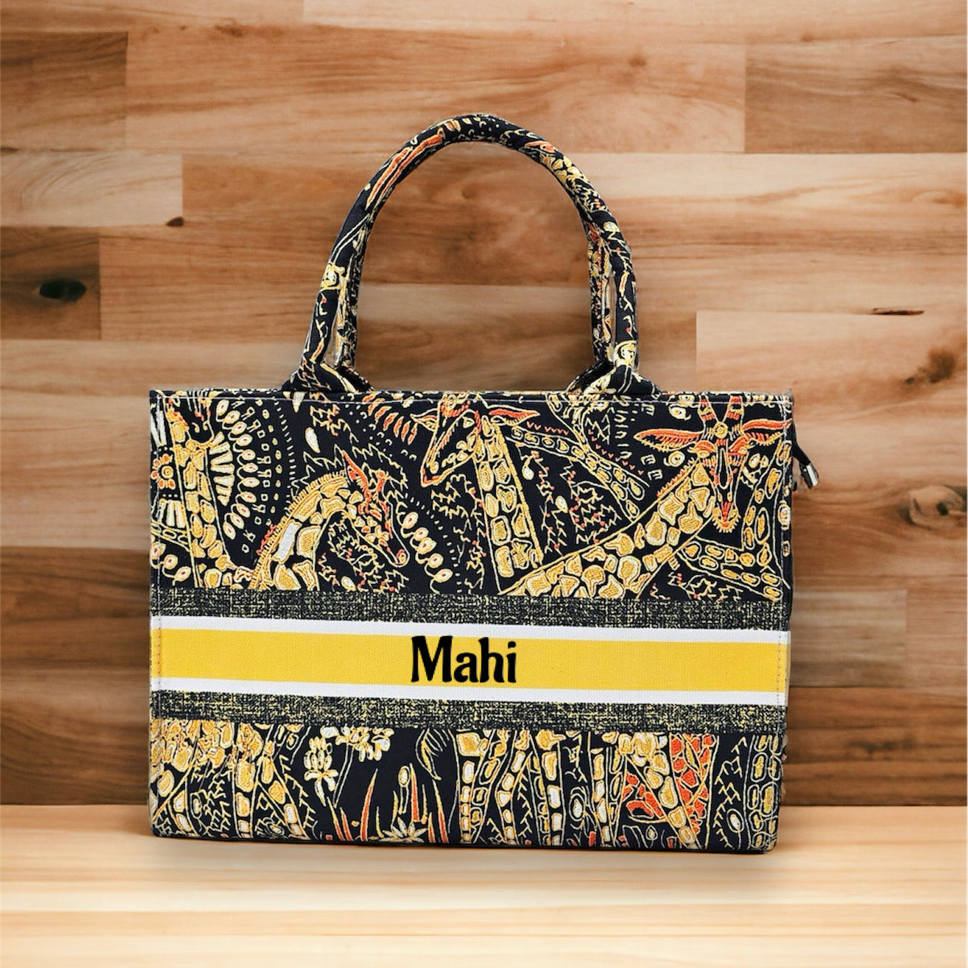 Customised giraffe Print Canvas Tote Bag