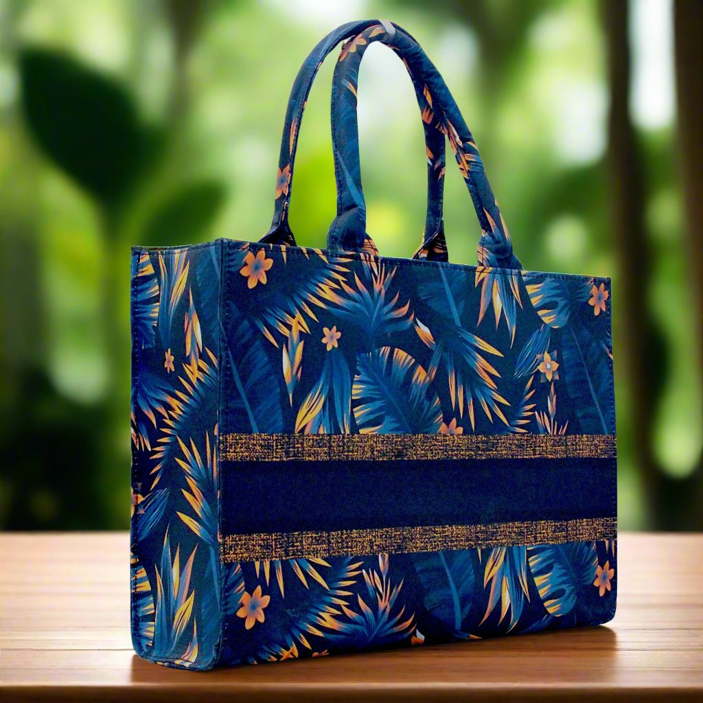Customized Blue Canvas Tote Bag