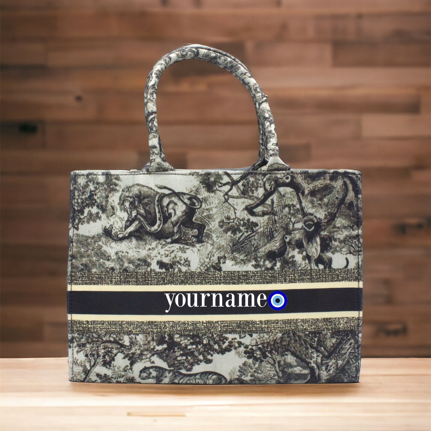 Customized Zoo Print Canvas Tote Bag