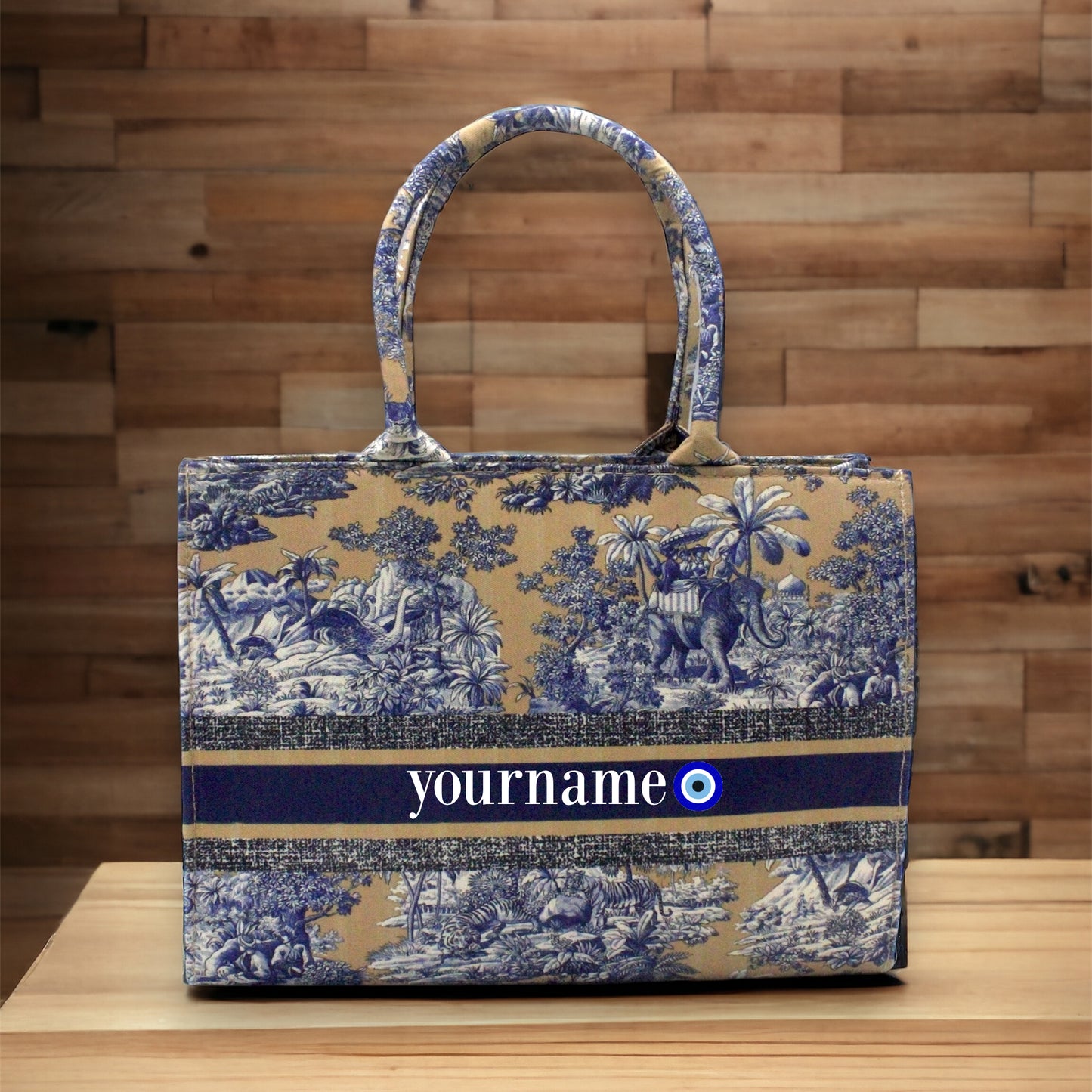 Customized Elephant Town Canvas Tote Bag