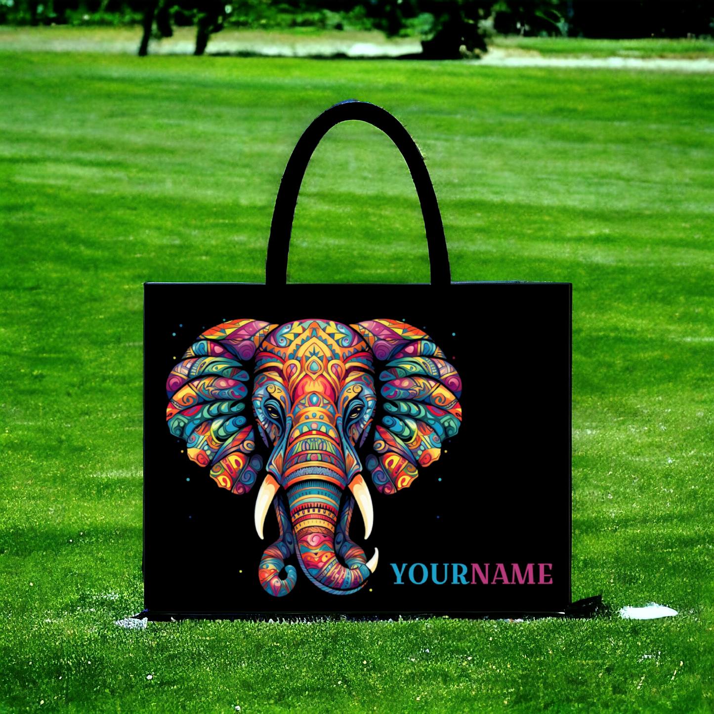 Customised ColourFul Elephant Face Canvas Tote bag