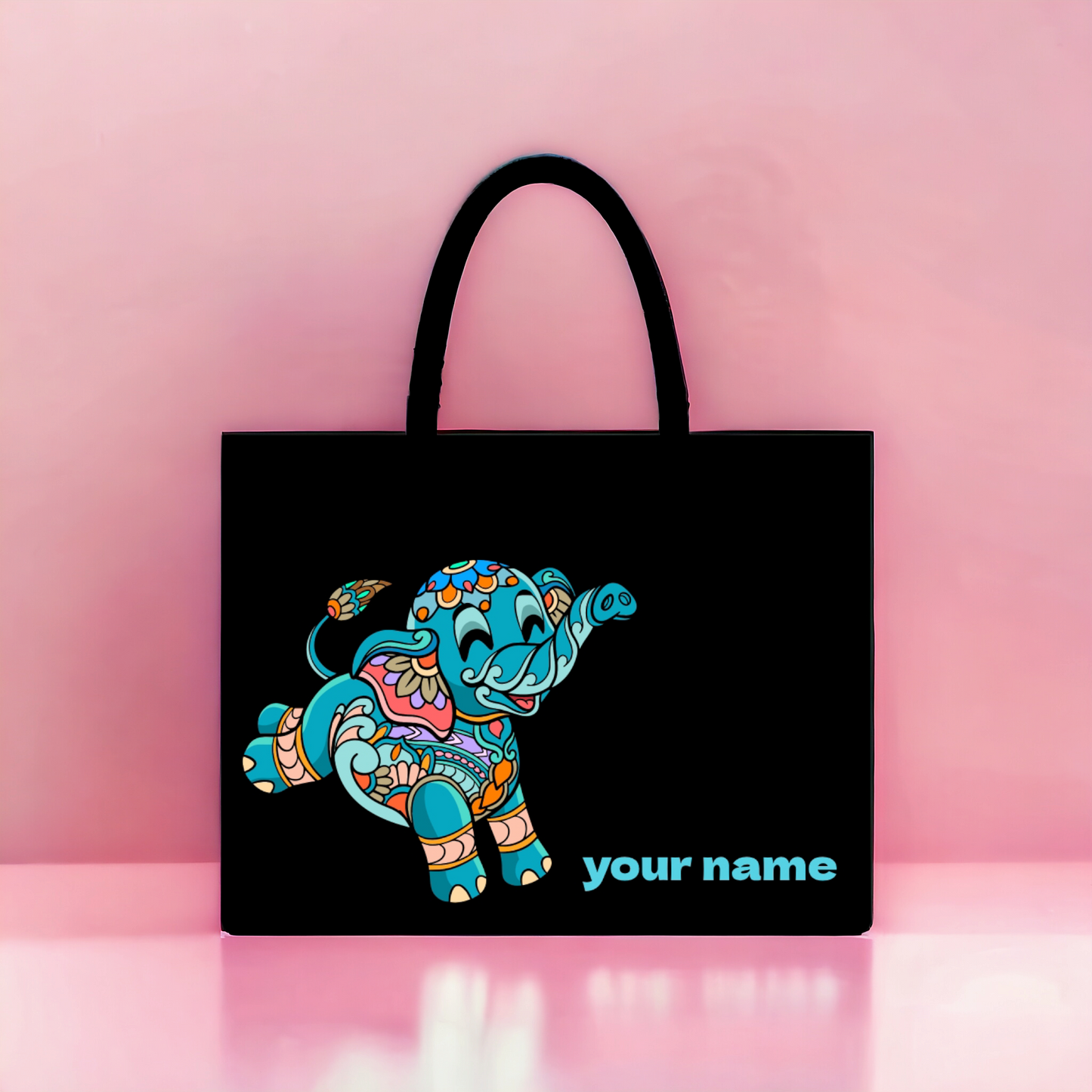 Canvas Cute Baby Elephant Customised ColourFull Tote bag