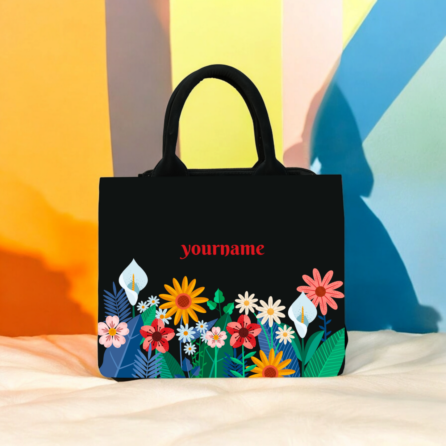 Customized Floral Flower mini tote bag