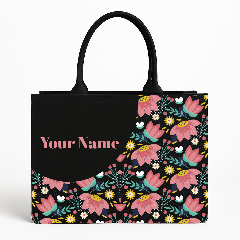 Customized Colorful Lotus Canvas Tote bag