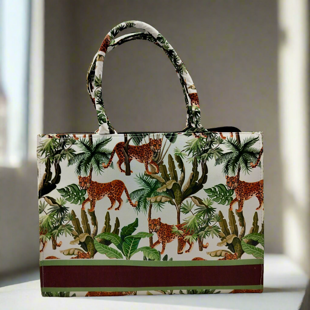 Customized Animal In Zoo Canvas Tote Bag