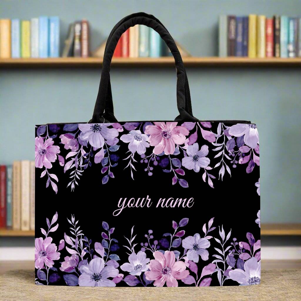 Customised Colourful Flowers Canvas Tote bag