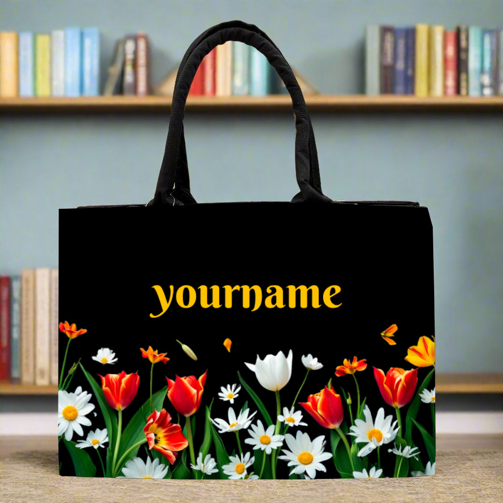 Customised Colourful Flowers Tote bag