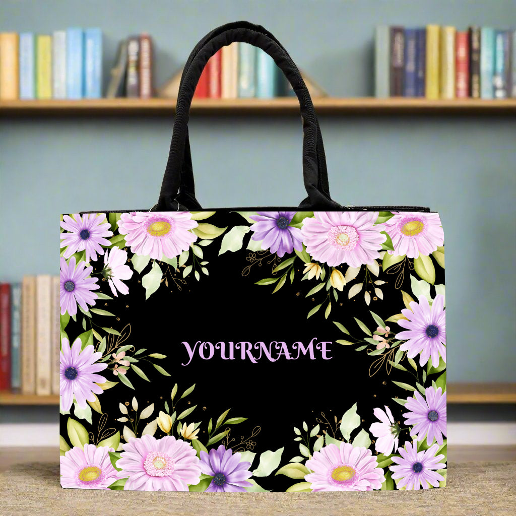 Customised Canvas Flower Tote bag