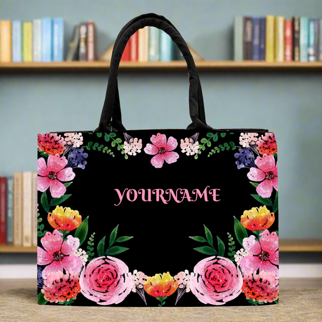 Customised Canvas Flower Tote bag