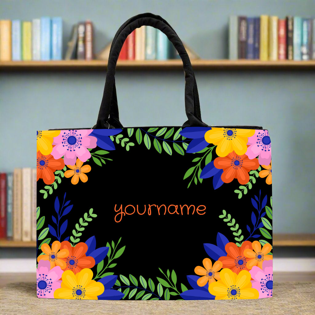 Customised Canvas Flower Tote bag