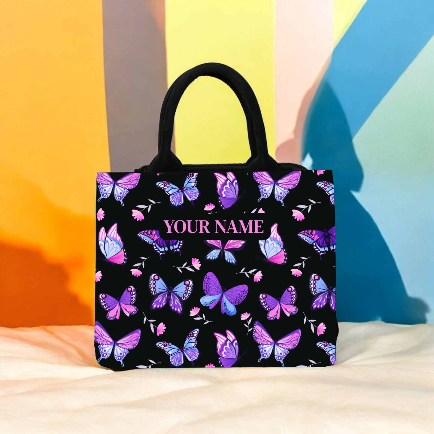 Customized Canvas Floral Flowers mini tote bag