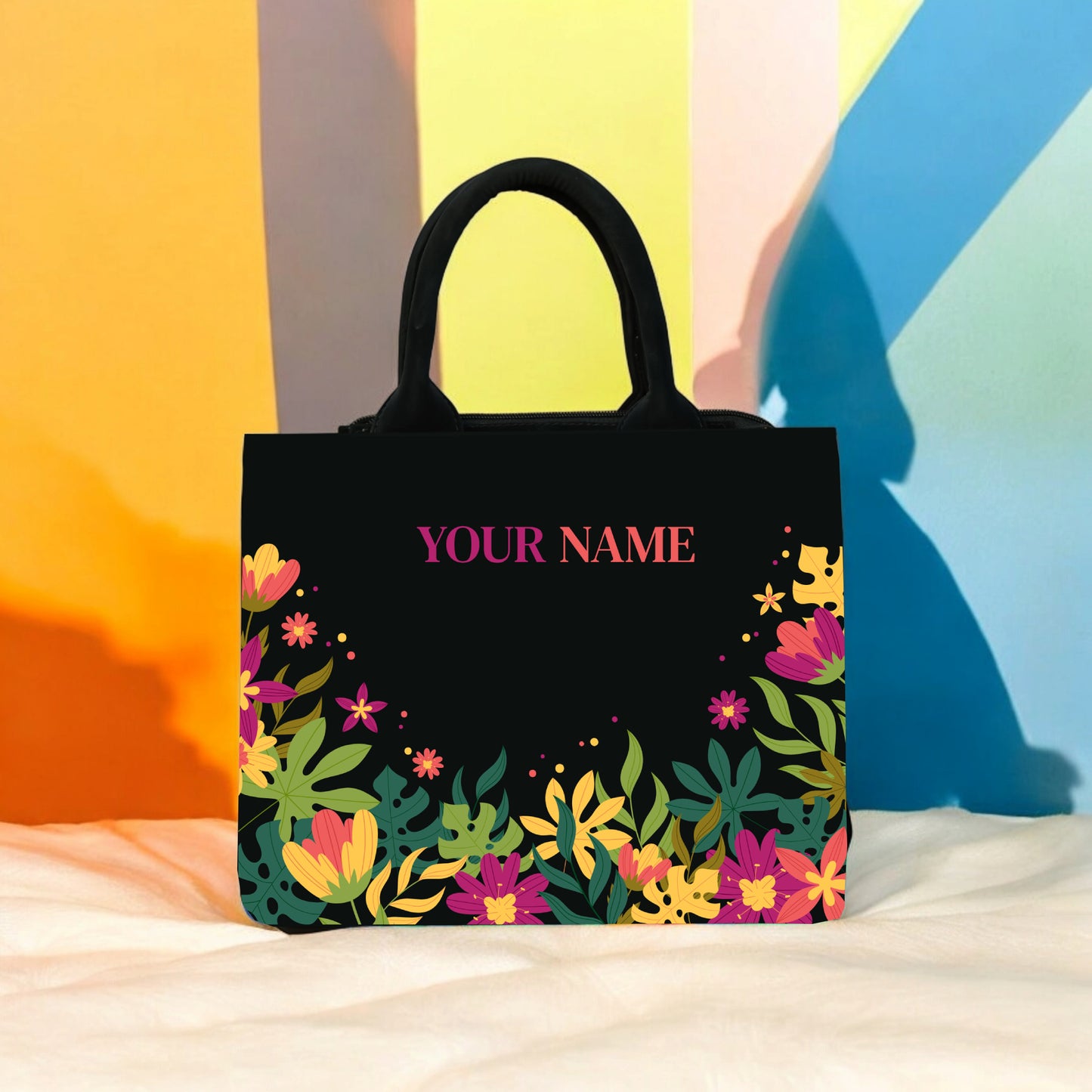 Customized Canvas Floral mini tote bag