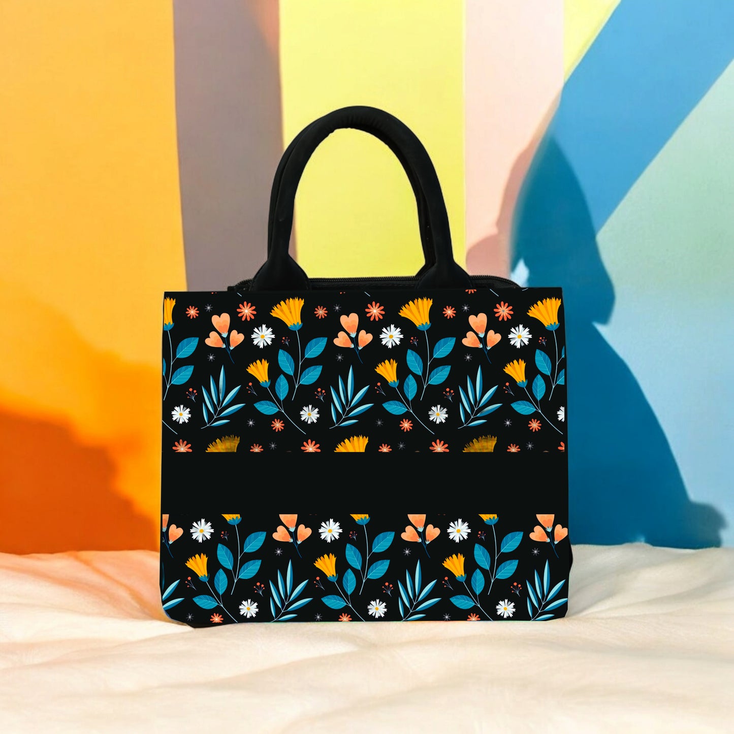 Customized Canvas Floral Flowers mini tote bag