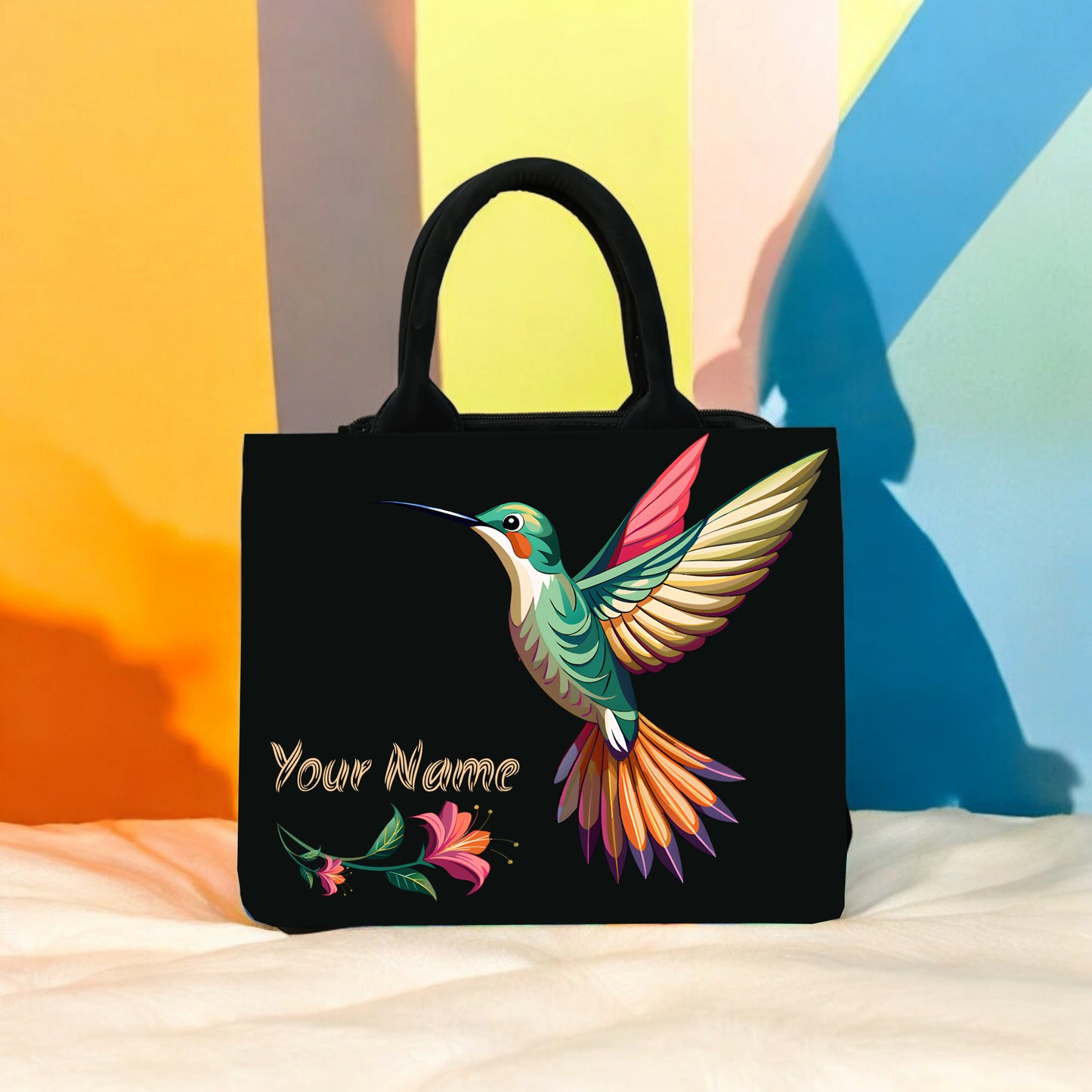 Customized Canvas Flower bird mini tote bag