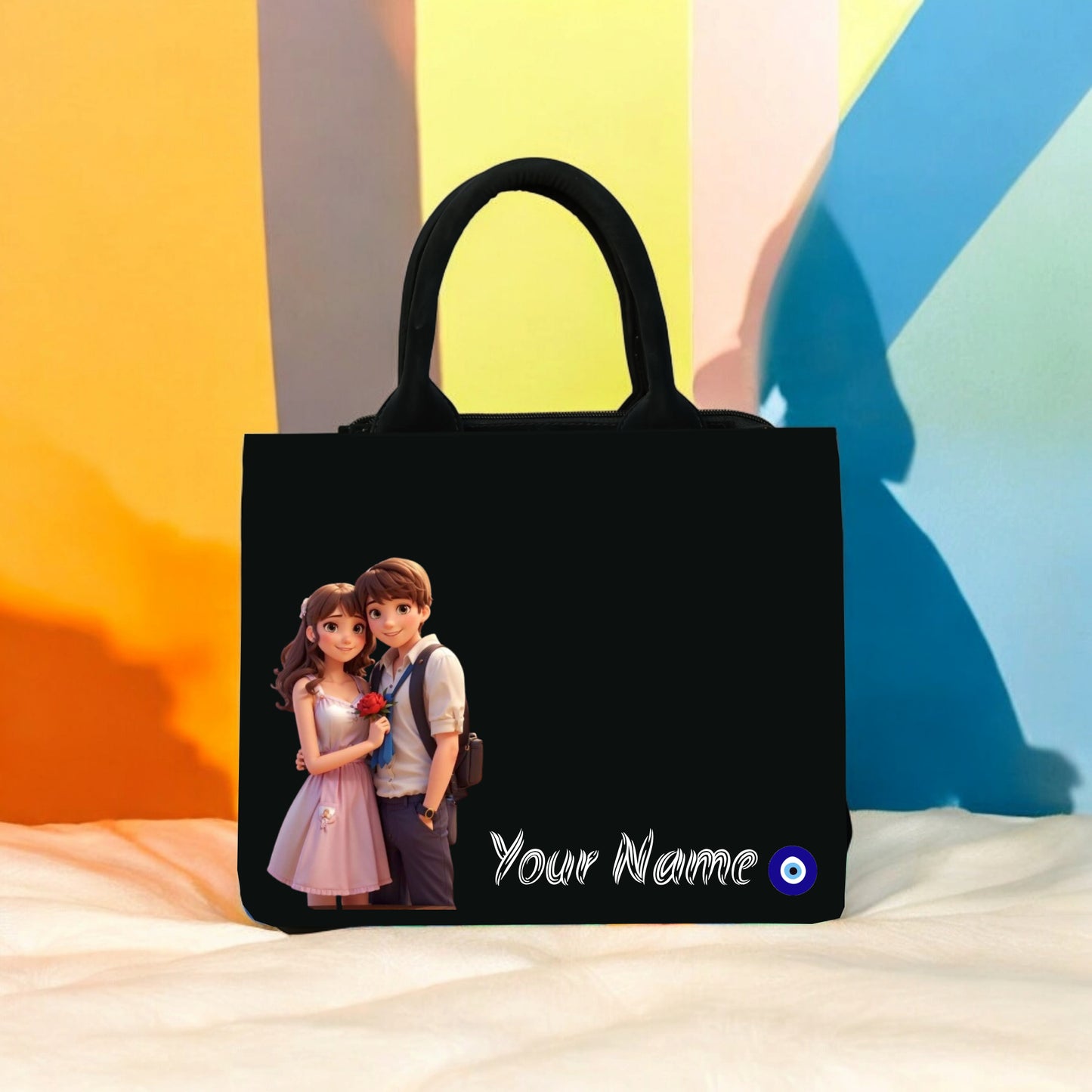 Customized Cute Couple mini tote bag