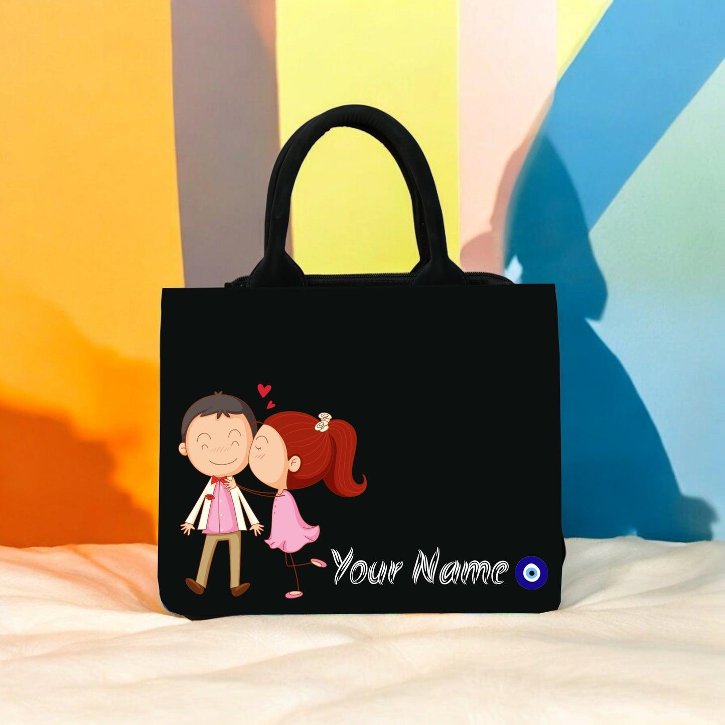 Customized Perfect Couple mini canvas tote bag
