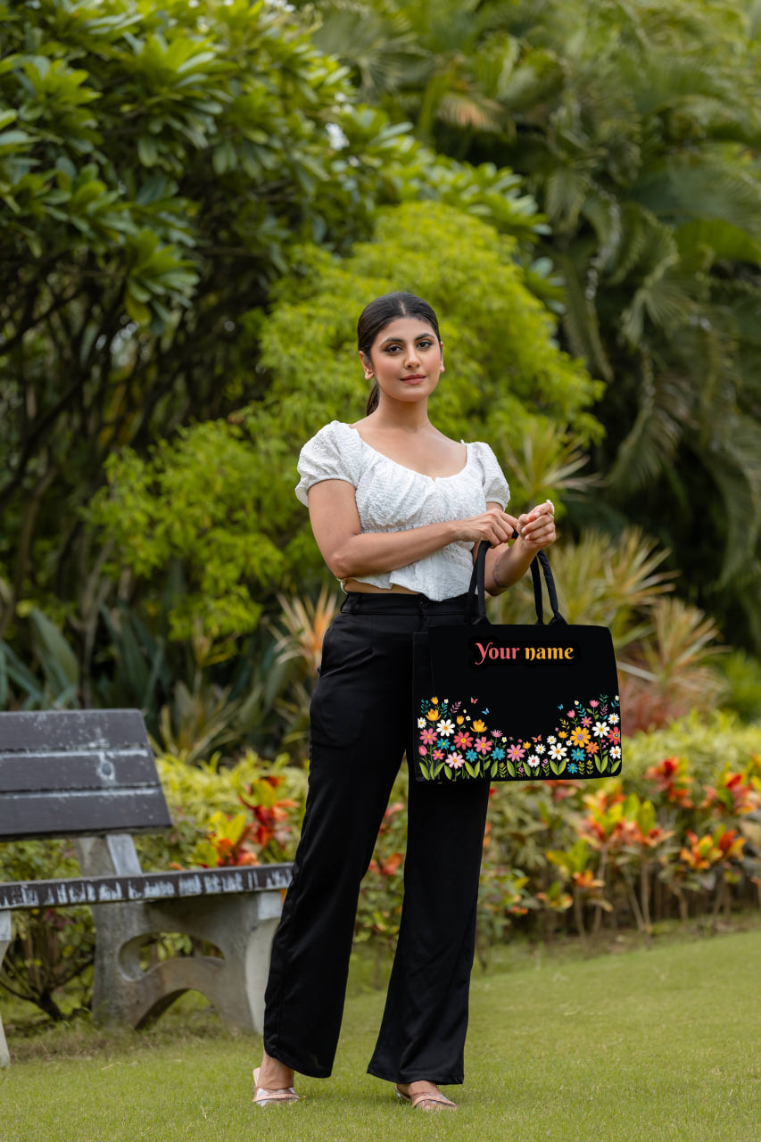 Customised Canvas Flowers Tote bag