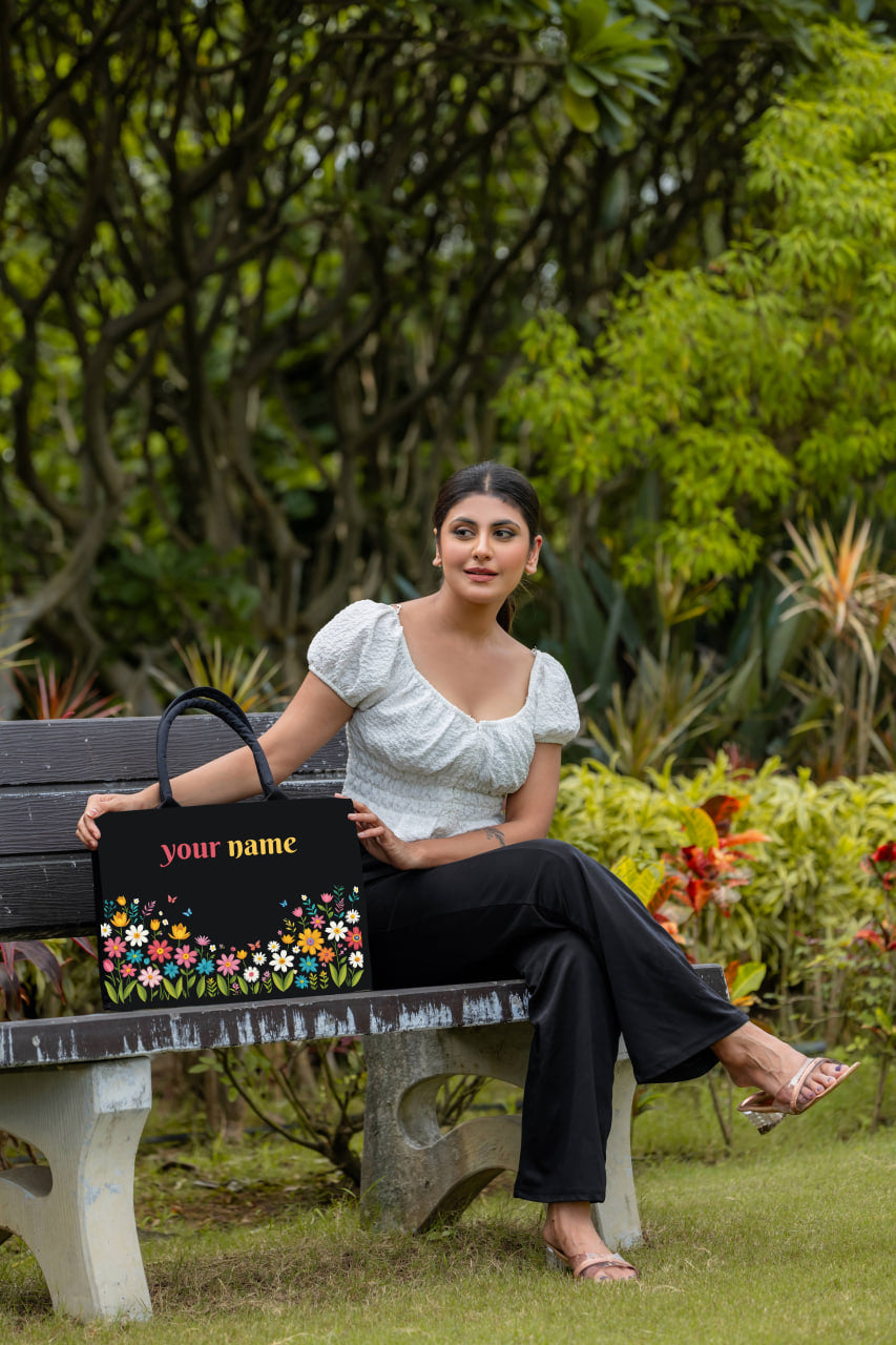 Customised Canvas Flowers Tote bag