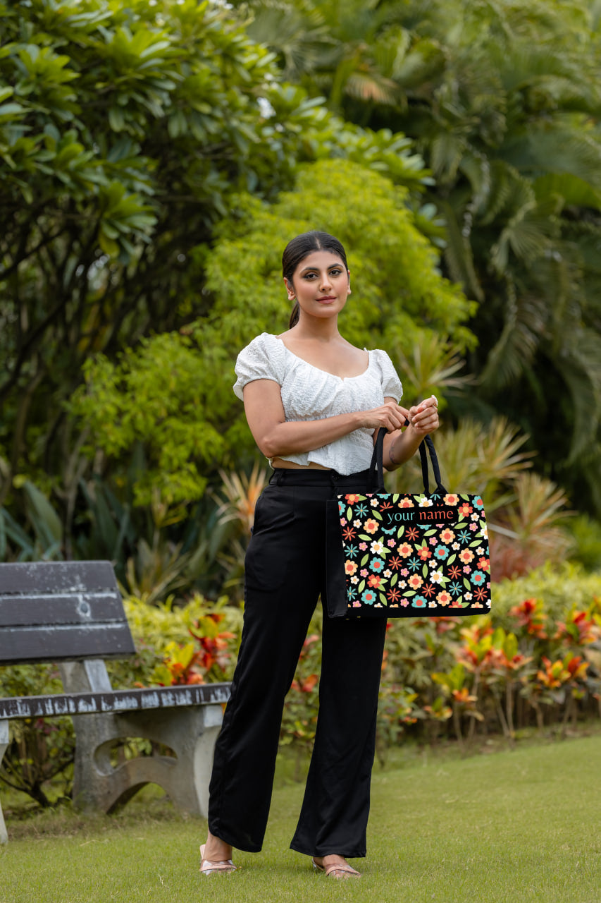 Customised Woman Flower Tote bag