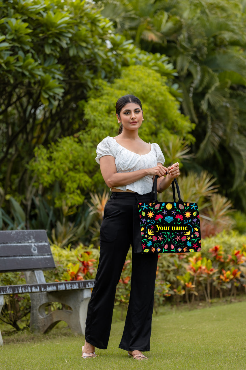 Customised Floral Elegance Flower Tote bag