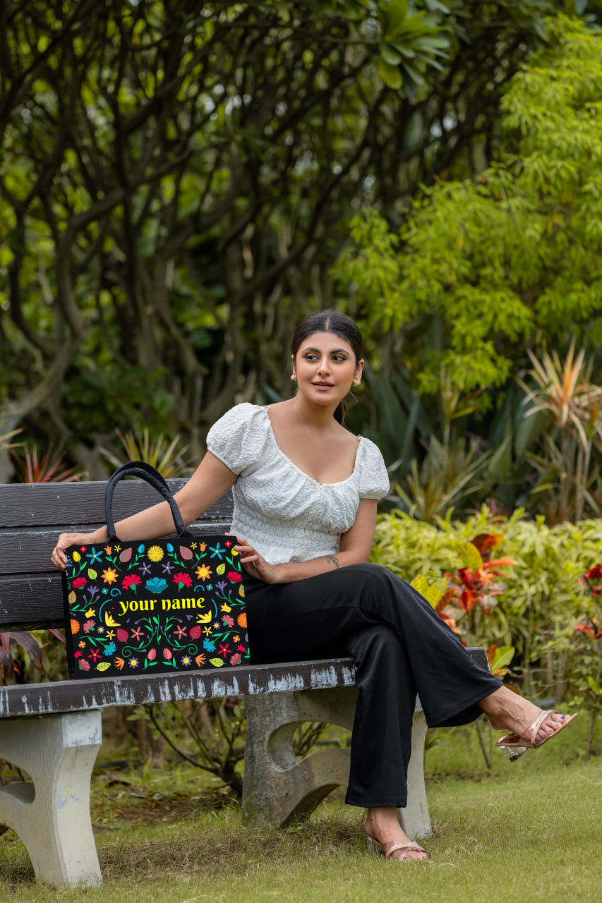 Customised Floral Elegance Flower Tote bag