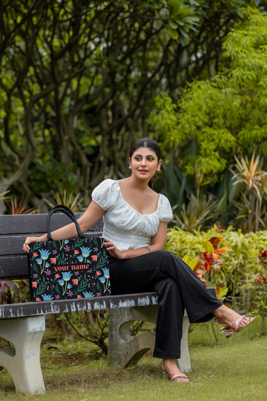 Customized Tote Bag With Beautiful Lotus