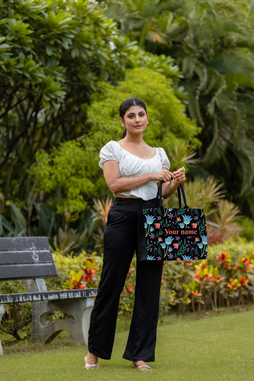 Customized Tote Bag With Beautiful Lotus