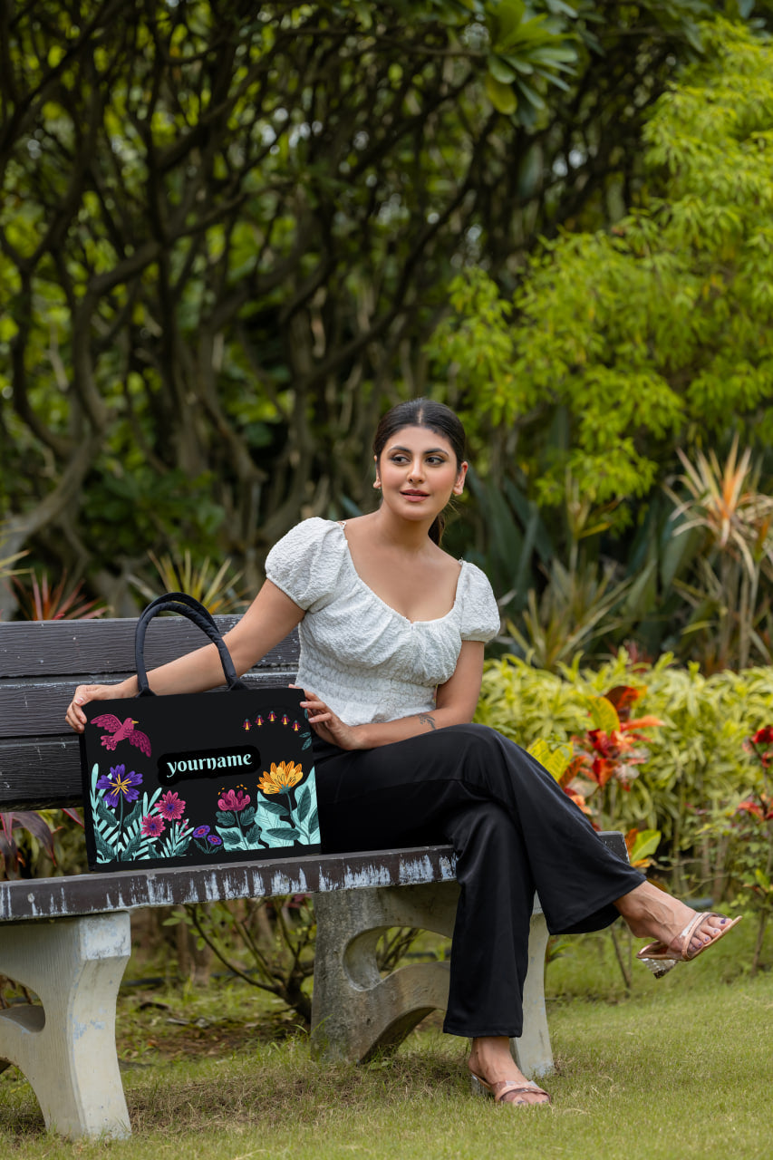 Customised Canvas Black Tote bag