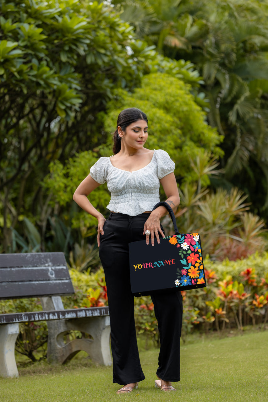Customized Tote bag With Flower Town Print