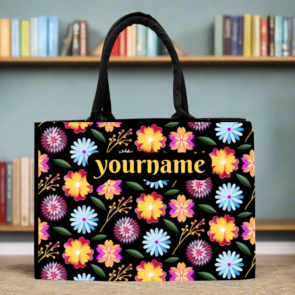 Customized Flower Leave Print Tote Bag