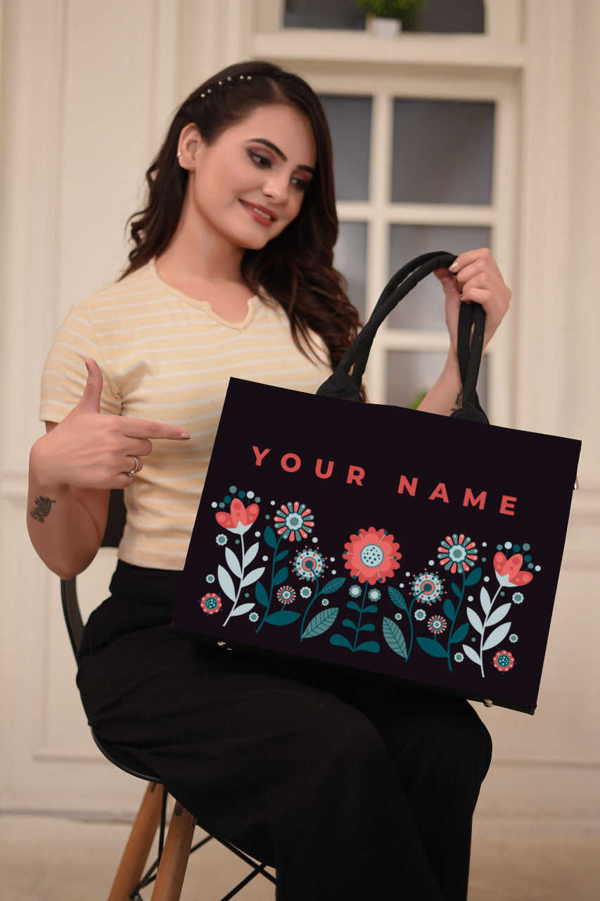 Customized Tote Bag With Rising Flower Pattern