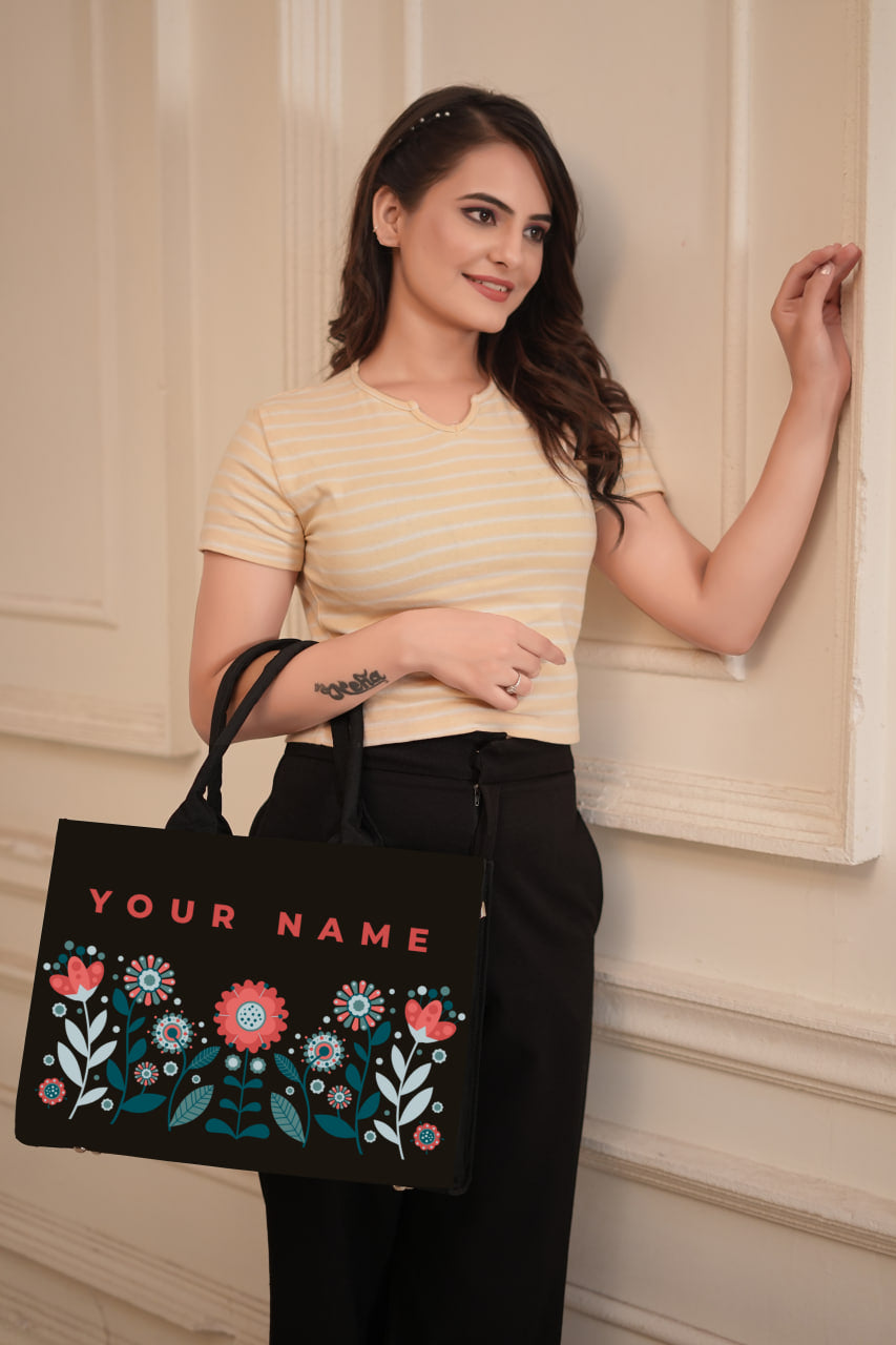 Customized Tote Bag With Rising Flower Pattern