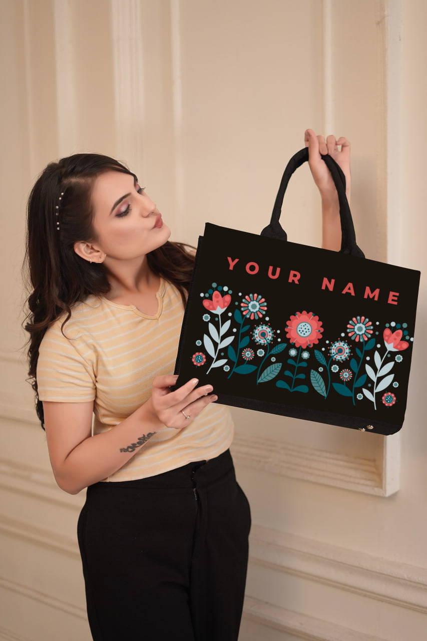 Customized Tote Bag With Rising Flower Pattern