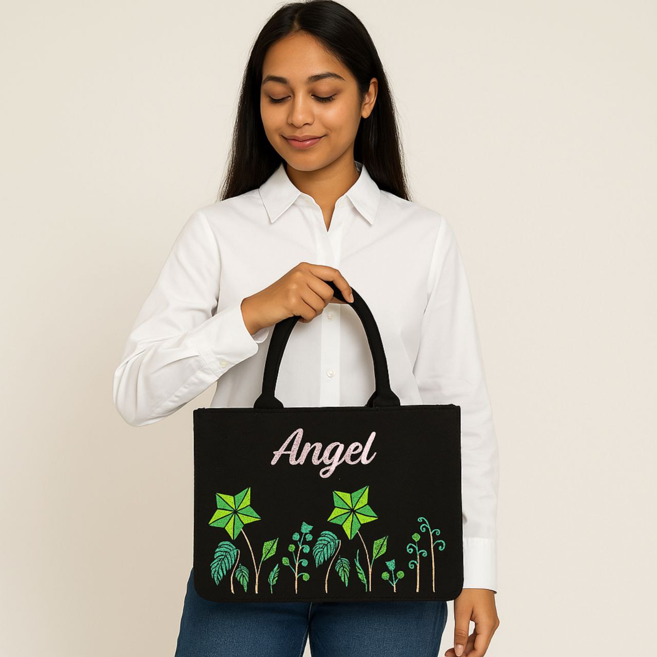 "Nixa Bloom Embroidered Colorful tote Bag