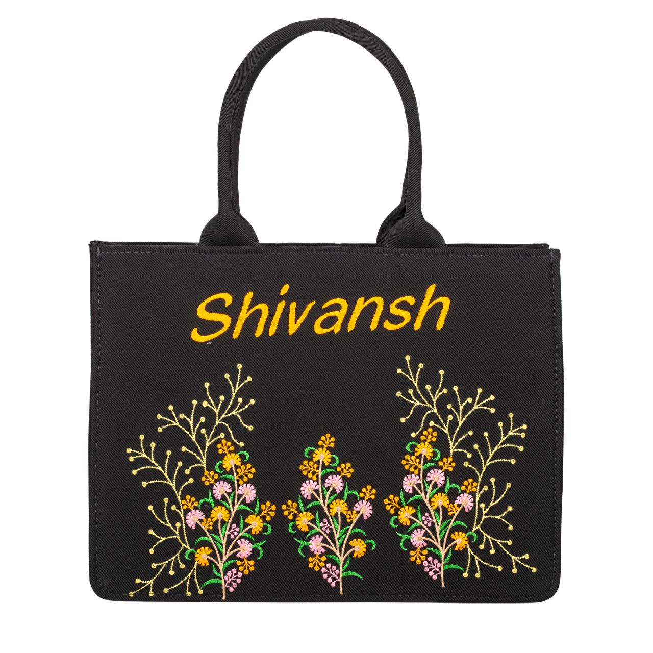 "Nixa Bloom Embroidered Colorful Flower Valley Tote